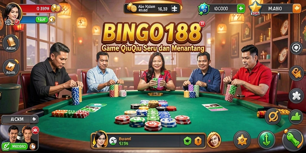 Tampilan menarik dari gameplay QiuQiu BINGO188.
