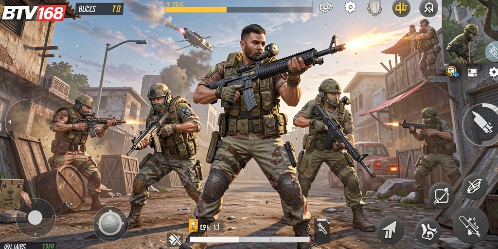 Tangkapan layar gameplay BTV168 menampilkan pertempuran seru Battle Royale.