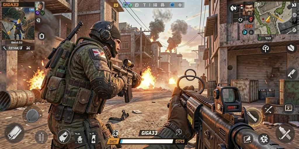 Tampilan gameplay GIGA33 menunjukkan pertempuran seru dan grafis yang menawan.