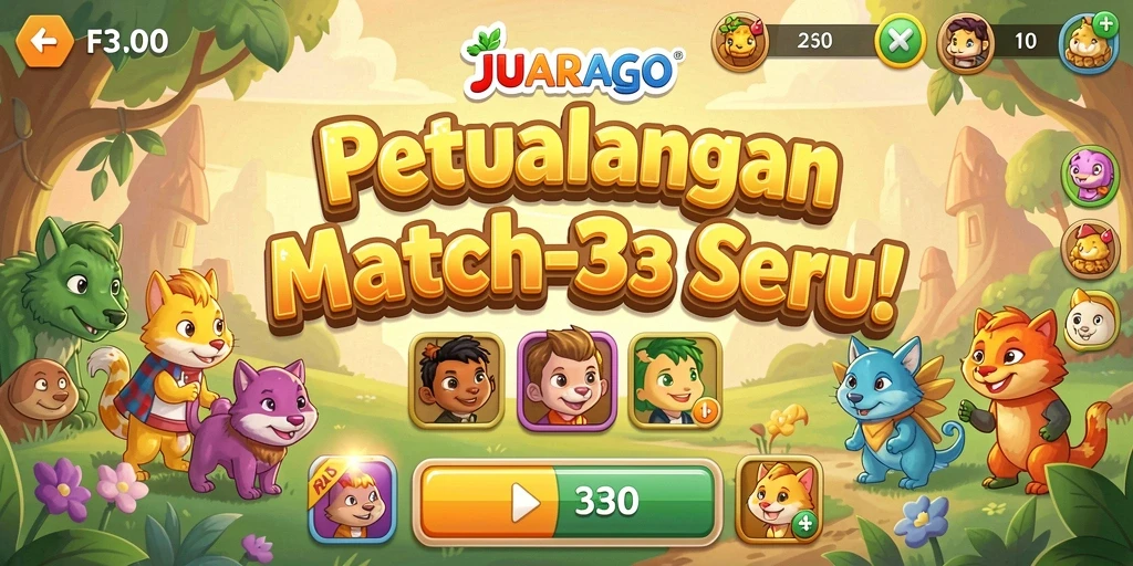 Tampilan menakjubkan dari gameplay JUARAGO yang penuh warna.