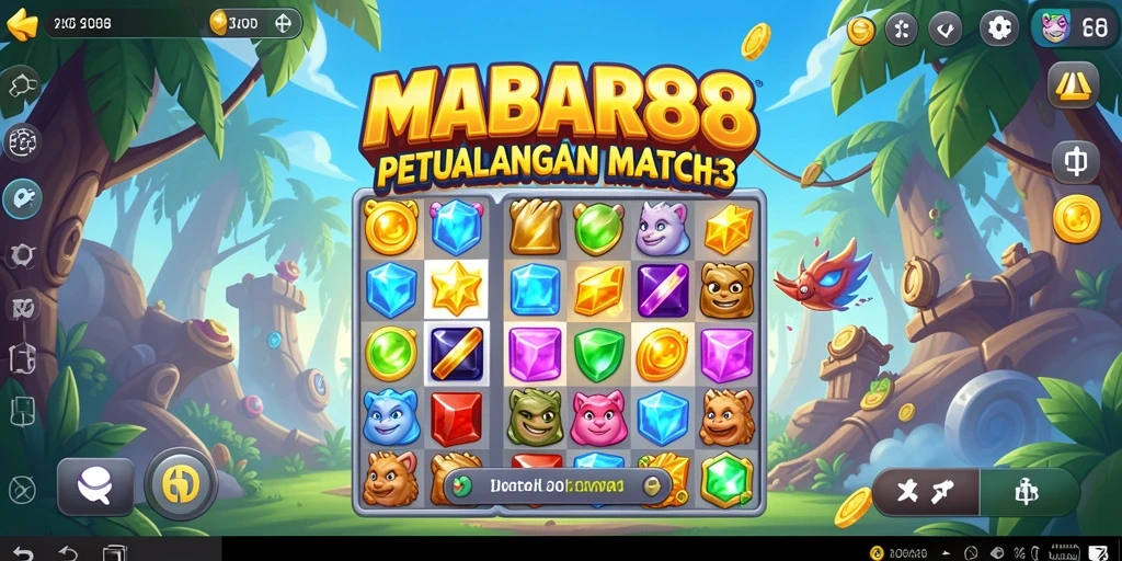 Screenshot gameplay MABAR88 yang menunjukkan kombinasi blok warna-warni.