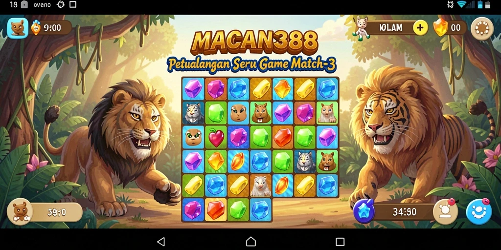 Screenshot menampilkan gameplay seru game Match-3 MACAN388.