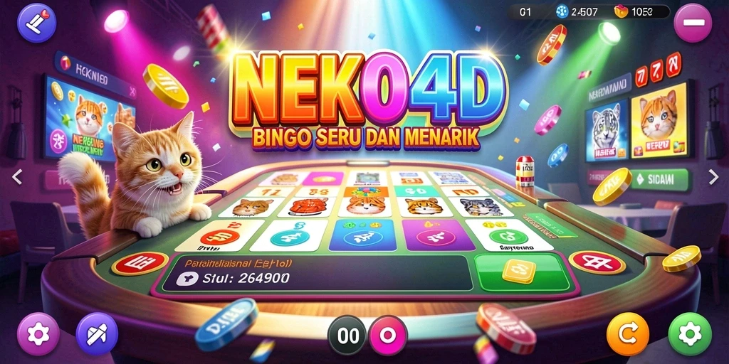 Screenshot gameplay NEKO4D menampilkan suasana Bingo yang mendebarkan dan penuh warna.