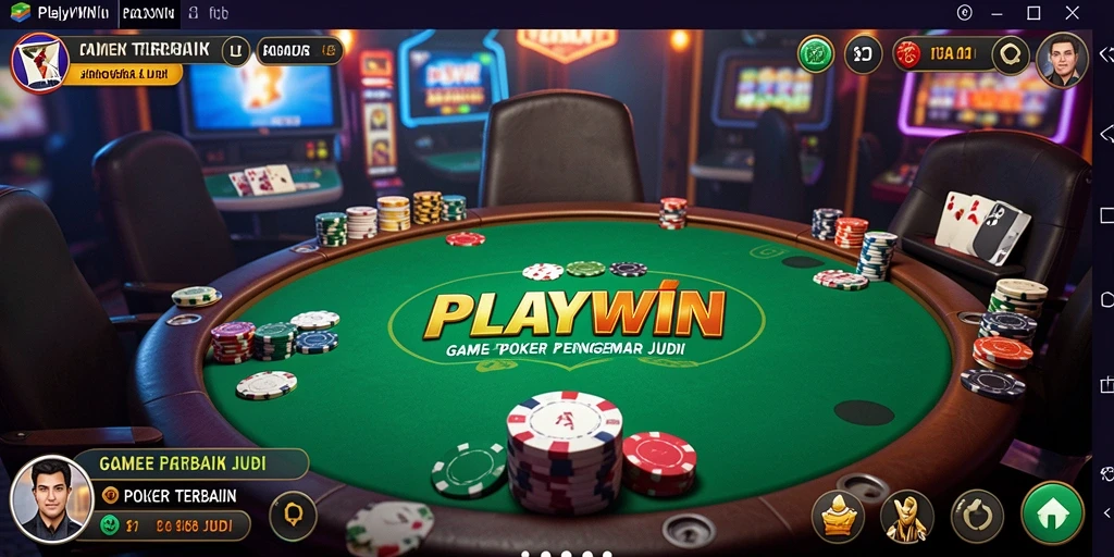 Tampilan utama PLAYWIN menunjukkan gameplay Poker yang seru dan kompetitif.