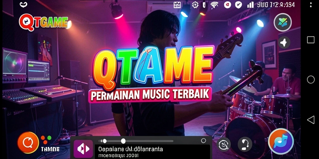 Tampilan gameplay QTGAME yang mengasyikkan dengan lagu-lagu menarik.