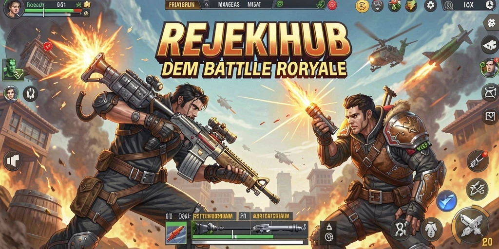 Tampilan dinamis gameplay seru di REJEKIHUB Battle Royale.