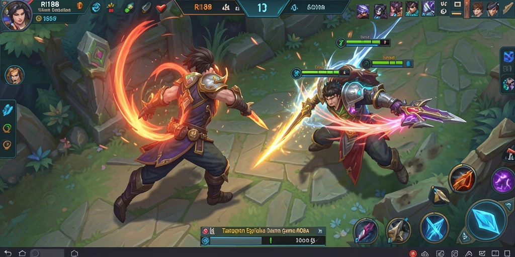 Screenshot utama RI188 menampilkan aksi seru gameplay MOBA.