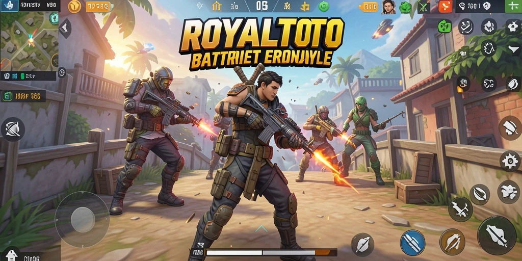 Tampilan seru gameplay ROYALTOTO dengan aksi Battle Royale.