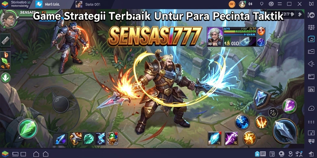 Tangkapan layar permainan SENSASI777 menunjukkan pertempuran strategi yang intens.