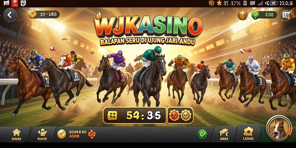 Tampilan gameplay seru WJKASINO dengan mobil balap yang melaju kencang.